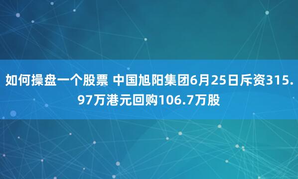 如何操盘一个股票 中国旭阳集团6月25日斥资315.97万港元回购106.7万股